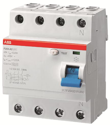 ABB VERLIESSTROOMSCHAKELAAR 4P, 40A,30MA