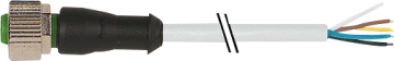 M12 FEMALE 0, PVC 5X0.34 GRAY, 10M