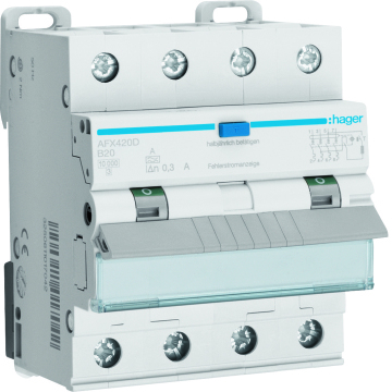 HAGER 4P 20A,B-K 300MA KL.A 10KA